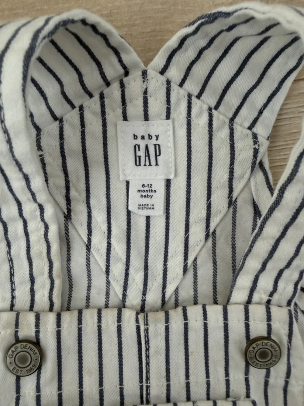 GAP White and Navy Striped Kids Short Overalls